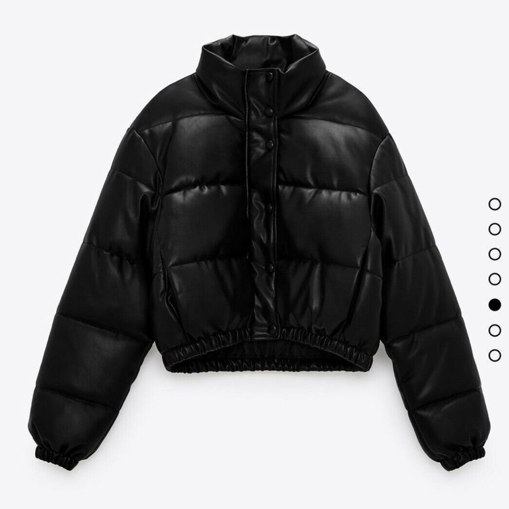 Zara Faux Leather Puffer Jacket